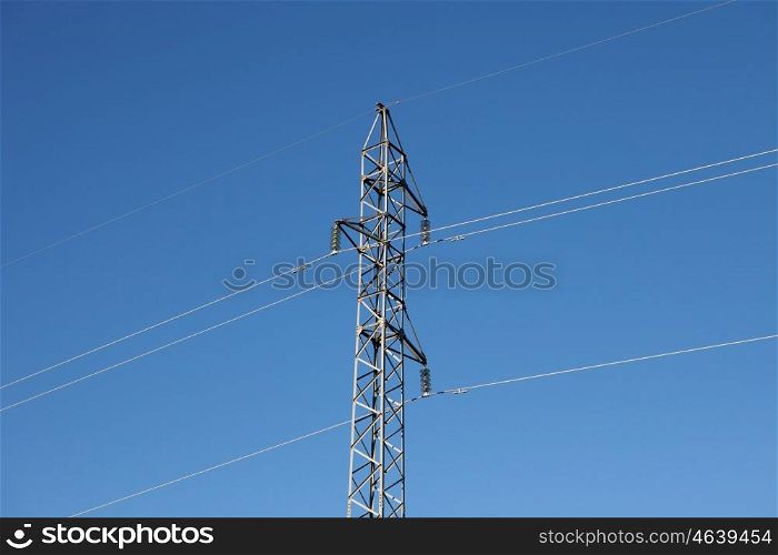 Metal pylon with a blue sky background