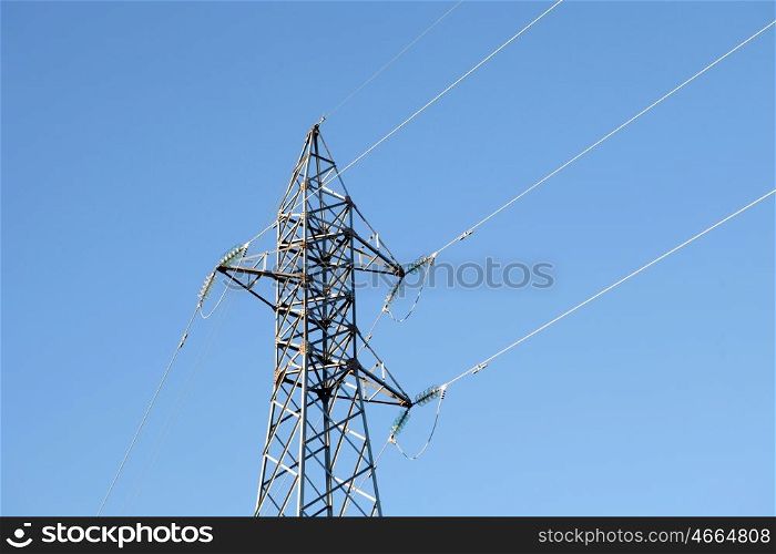 Metal pylon with a blue sky background