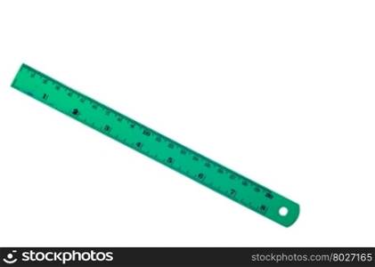 Metal ruler on white background.copy space