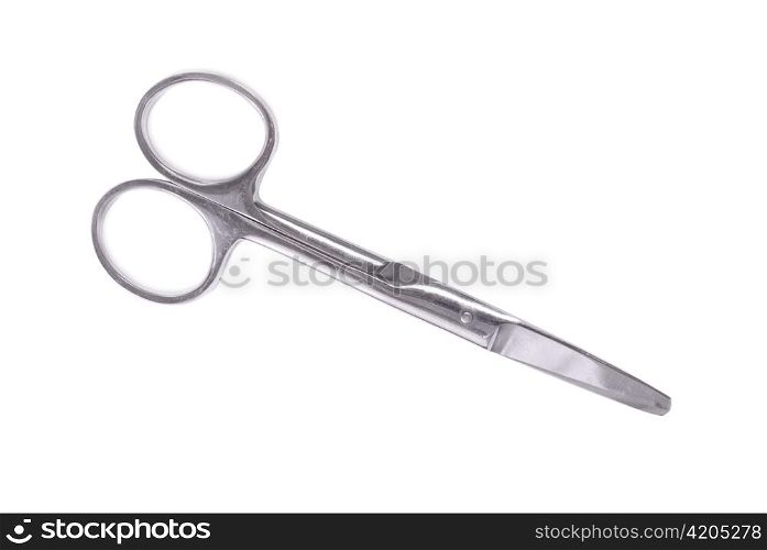 Metal scissors isolated on the white background