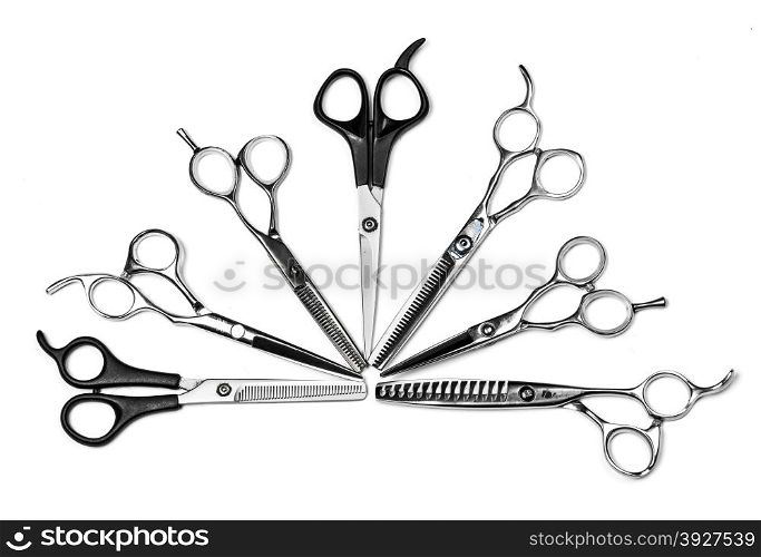 Metal scissors isolated on white background