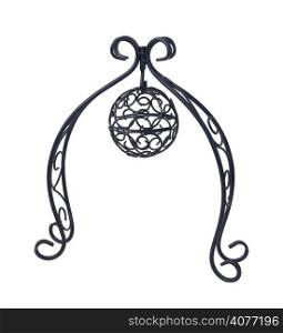 Metal scroll stand holding metal scroll ball - path included