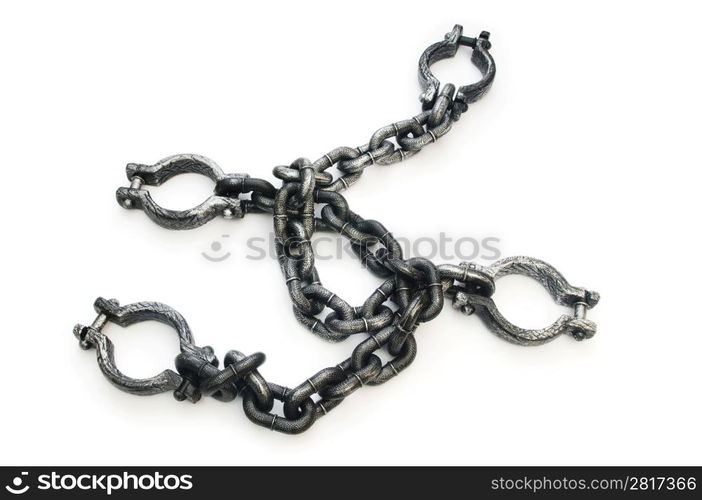 Metal shackles isolated on the white background