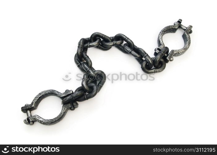 Metal shackles isolated on the white background