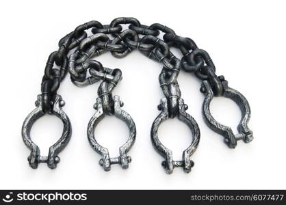 Metal shackles isolated on the white background