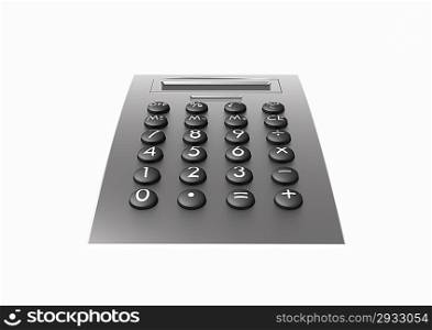 Metal style calculator isolated front view perspective