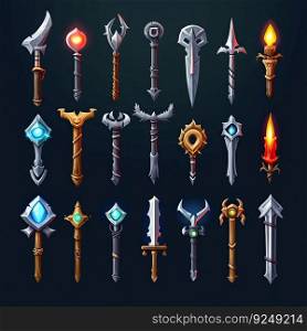 metal sword weapon game ai generated. old antique, dagger icon, symbol fantasy metal sword weapon game illustration. metal sword weapon game ai generated