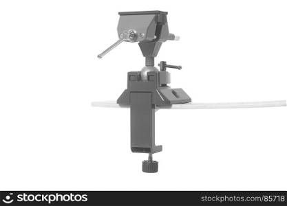 Metal table vise clamp isolated on white background