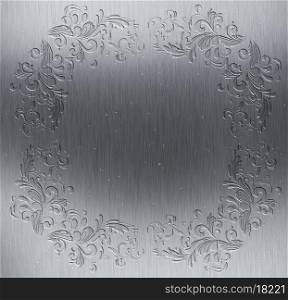 Metal texture background with decorative border embossed into it