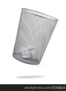 Metal trash bin from paper isolated on white. Metal trash bin from paper isolated