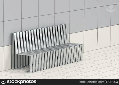 Metal waiting bench at the airport, railway or subway station