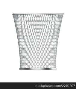 Metal wastepaper basket isolated on white background