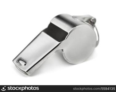 Metal whistle isolated on white