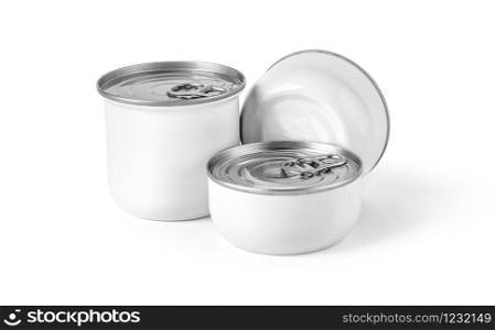 metal white tin can on white background Include clipping path