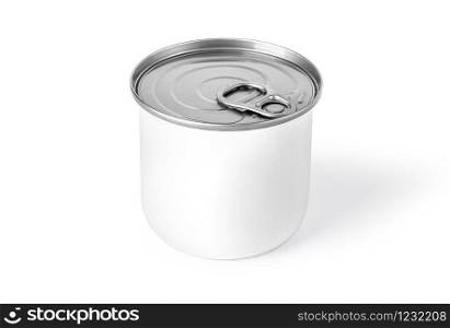 metal white tin can on white background Include clipping path