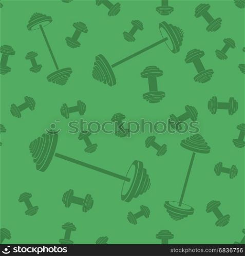 Metallic Dumbell Seamless Background. Sport Fitness Pattern. Metallic Dumbell Seamless Background