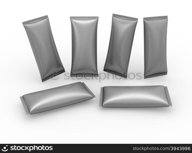 Metallic foil blank flow wrap packet with clipping path, packaging or wrapper for Chocolate ,cookies, biscuit, milk bar, wafers, crackers, snacks or any kind of food