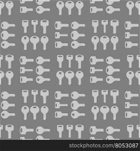 Metallic Keys Isolated on Grey Background. Seamless Grey Key Pattern. Metallic Keys Isolated on Grey Background