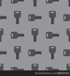 Metallic Keys Isolated on Grey Background. Seamless Grey Key Pattern. Metallic Seamless Grey Key Pattern
