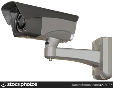 Metallic security camera isolated with clipping path