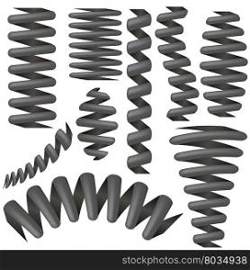 Metallic Springs Collection Isolated on White Background. Metallic Springs Collection Isolated