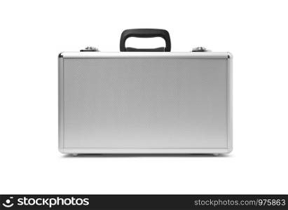 Metallic suitcase isolated on white background. With clipping path