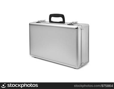 Metallic suitcase isolated on white background. With clipping path