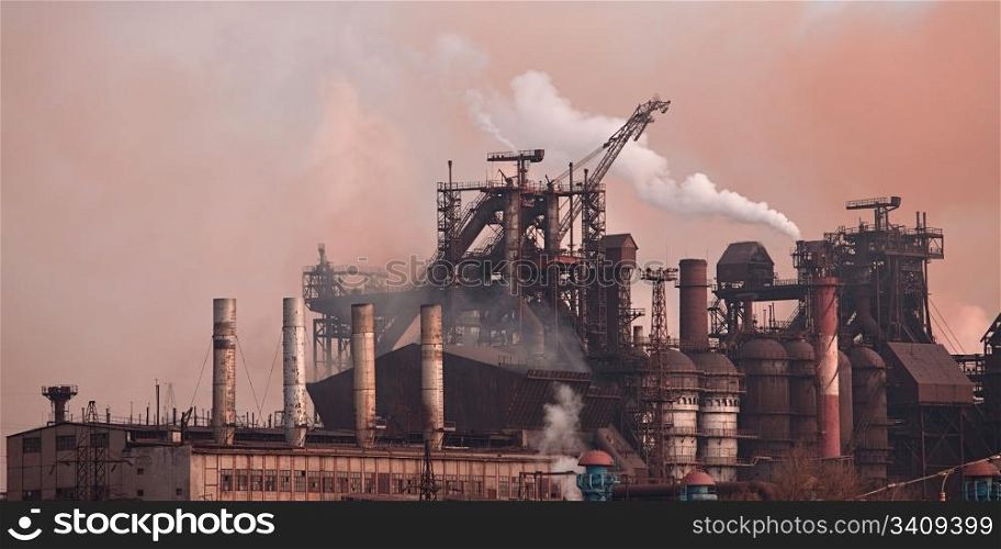 Metallurgical works with smoke. Industrial architecture