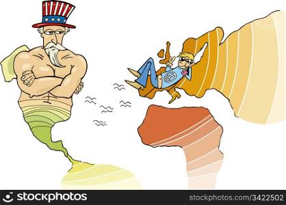 Metaphor Illustration of USA and European Union