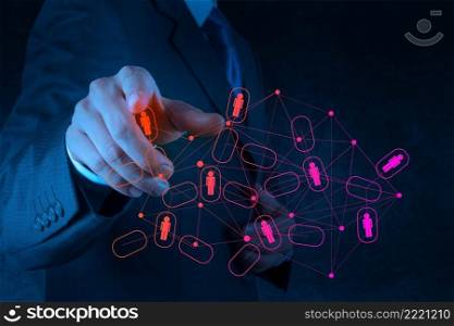 Metaverse digital cyber world technology concept businessman success working with his team as concept with virtual digital dashboard interface with The real world with the virtual world overlapped icons innovation technology future.