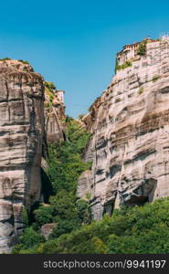 Meteora monasteries, Greece. The Monasteries of Varlaam and Great Meteoron