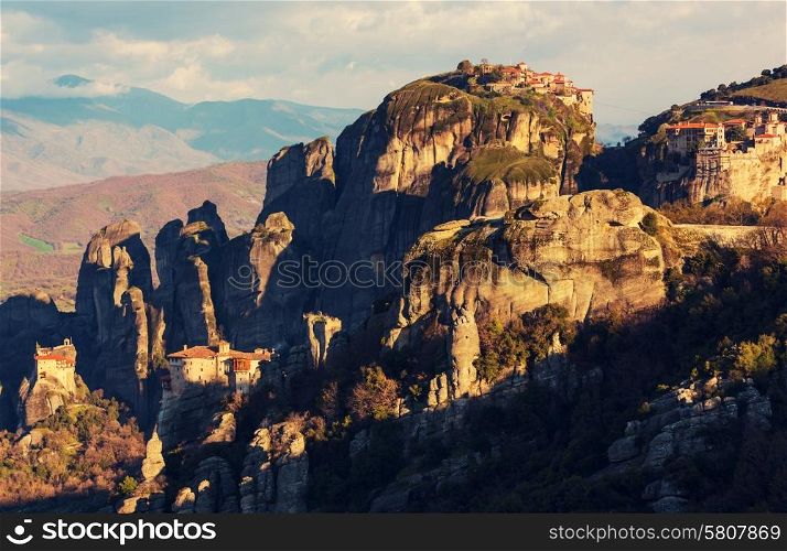 Meteora monasteries in Greece.Instagram filter.