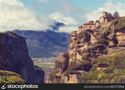 Meteora monasteries in Greece. Instagram filter.
