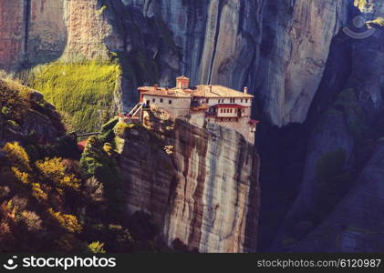 Meteora monasteries in Greece. Instagram filter.