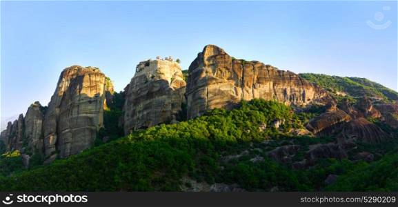 Meteora mountains at early morning on summer