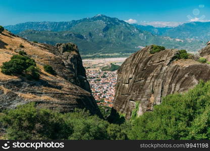 Meteora rocks with Kalambaka valley, Greece