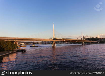 Metro bridge through Golden Horn in Istanbul, Turkey