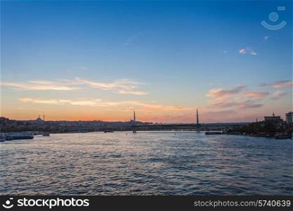 Metro bridge through Golden Horn in Istanbul, Turkey