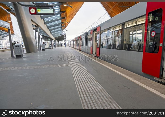 Metro departing from Bijlmer Station in Amsterdam the Netherlands