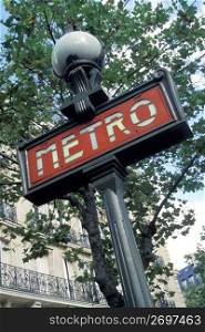 Metro street sign, Paris, France
