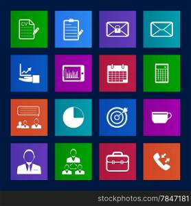 Metro style Business and office icons set.Vector eps 10