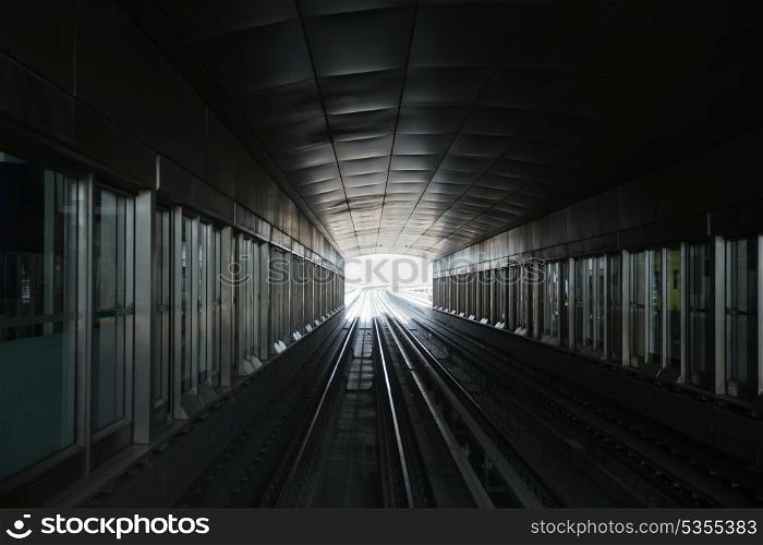 Metro subway tracks in the United Arab Emirates