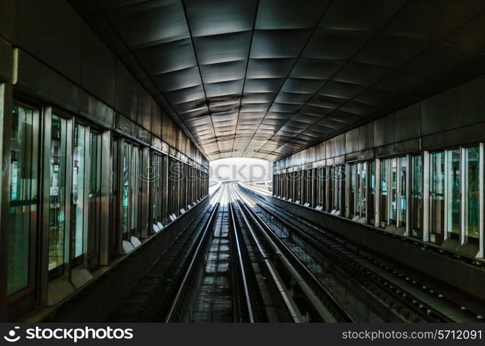 Metro subway tracks in the United Arab Emirates