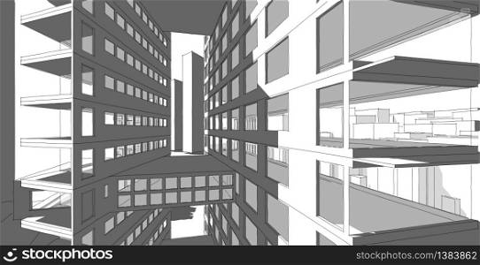 Metropolis skyscraper 3D sketch, Modern city, Architecture background