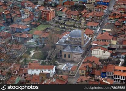 Mevlana mosque and old houses in Afyon, Turkey