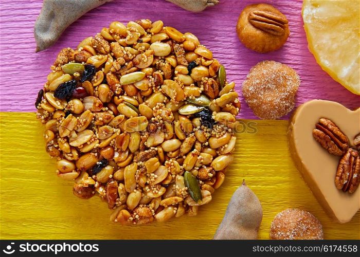 Mexican candy sweet Palanqueta with peanuts crunchy and amaranth seeds