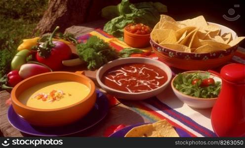 Mexican food background. Illustration Generative AI 