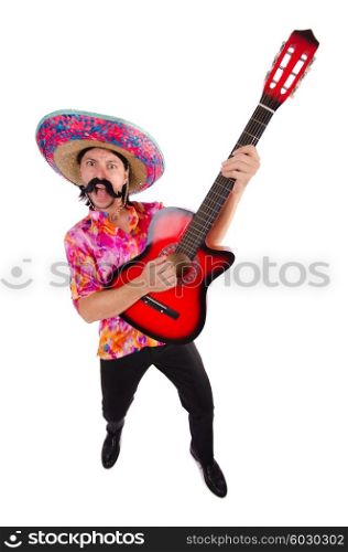 Mexican guitar player isolated on the white