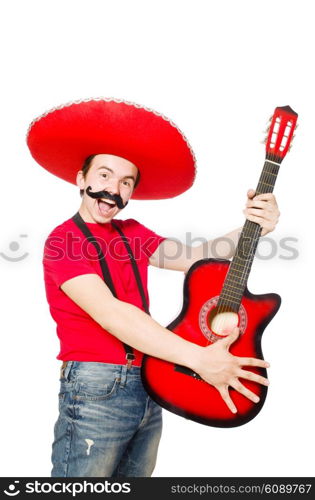 Mexican guitar player isolated on the white