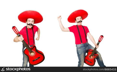 Mexican guitar player isolated on the white